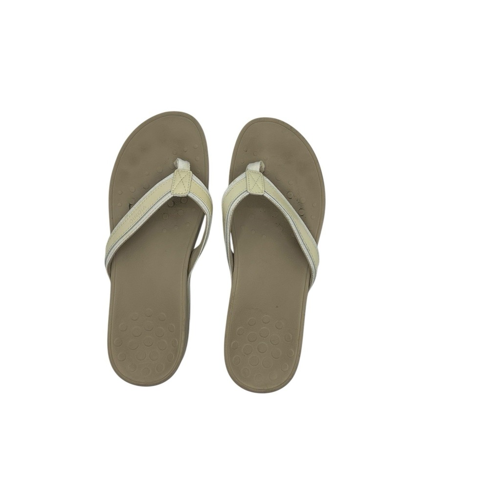 Vionic Flip Flops Women's Size 10 Beige‎ Sandals Comfort Wedge Summer Shoes